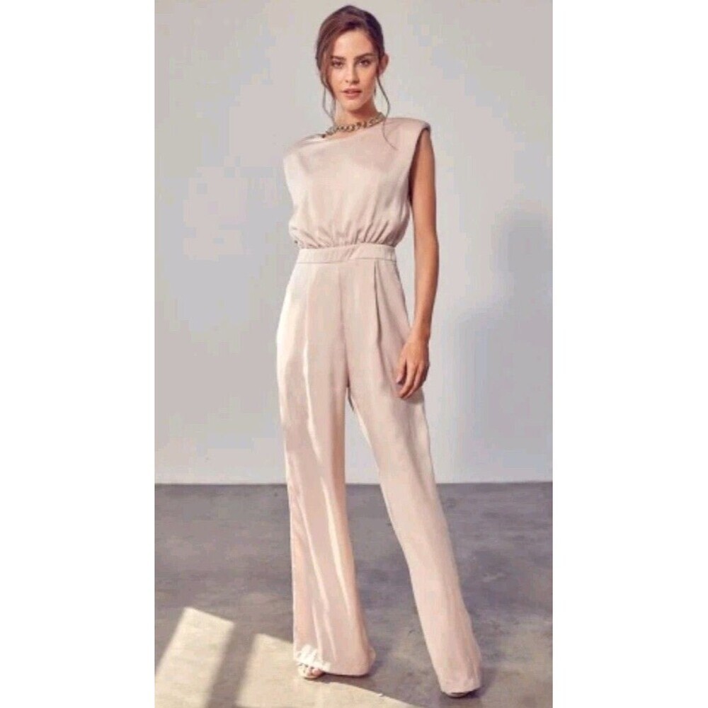 Hausen Wide Leg Jumpsuit Womens Champagne Beige Size‎ Medium